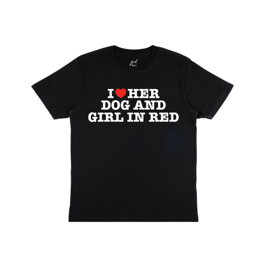 I Heart Her Dog Black Tee