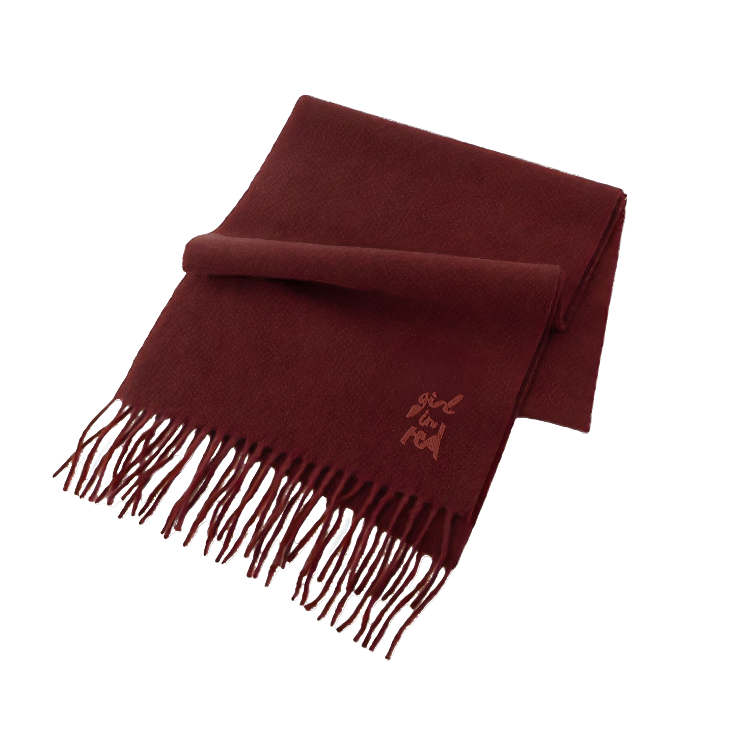 Logo Embroidered Red Scarf